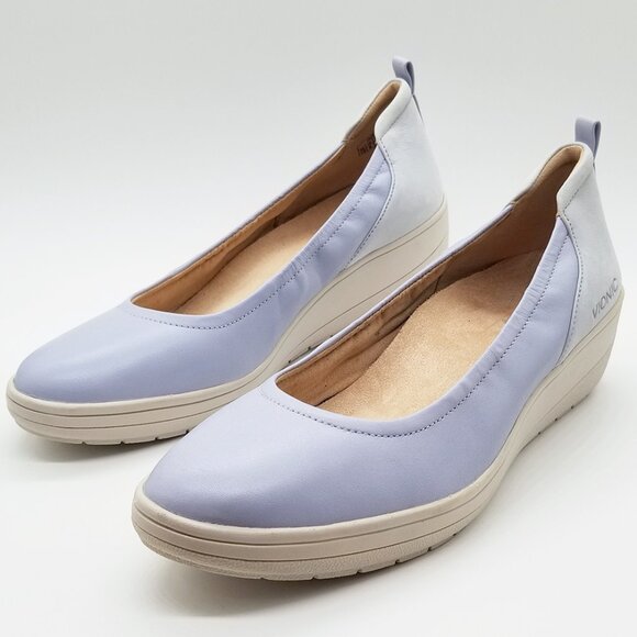 Vionic Women's Jacey Wedge Heel Size 10 Slip On Comfort Blue Haze Leather/Nubuck - Picture 5 of 16